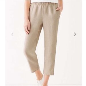 J. Jill Love Linen Tan 100% Linen Pull On Cropped Pants Size Medium